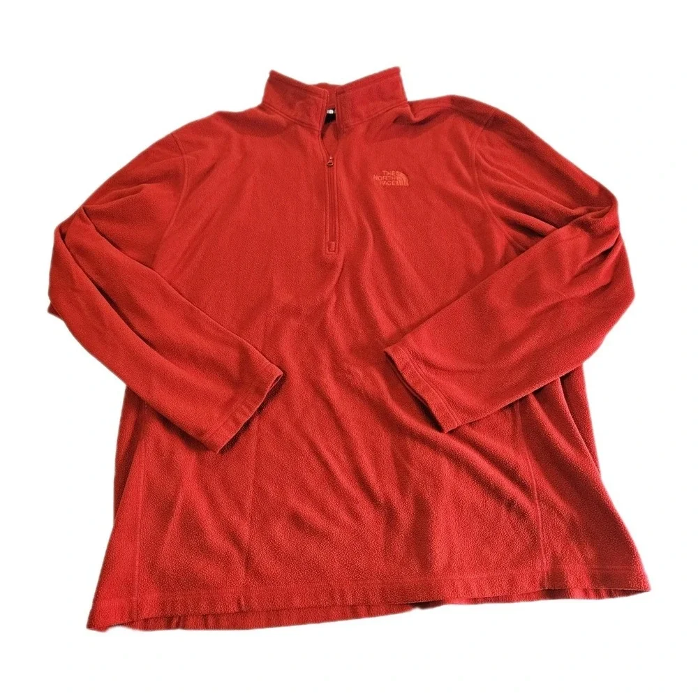 The North Face Fleece Pullover Men's Size 2XL 1/2‎ Zip Sweater Red Base Layer
